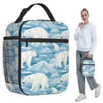 Polar Bear Mother And Cub Insulated Lunch Bag for Women Office Cooler Thermal Food Box Tote Portable Lunch Boxes Container One Size