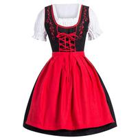 Moterų suknelė Oktoberfest Dirndl su raišteliais Festivalio kostiumas Cosplay vakarėlio suknelės L raudona