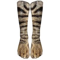 3D Animal Paw Print Socks Creative Cat Paw Design Realistic Texture Knee High Socks for Casual Wear and Costume Accessories L black