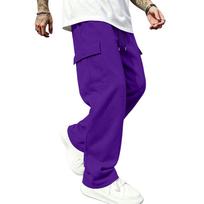 Men's Loose Fit Cargo Sweatpants with Elastic Waist Straight Leg Casual Athletic Pants M violetinė