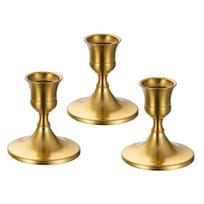 Vintažiniai Elegantiški Metaliniai Stalo Žvakidės Vestuvėms Metinėms Namams Ir Viešbučiams Bažnyčios Žvakidės Dekoracija 3pcs