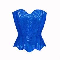 Teismo Korsetas Peršviečiamas Tinklelis Kvėpuojantis Korsetas Seksualus Viršus Tuščiaviduris Nereguliarus Nėrinių Dvigubo Sluoksnio Shapewear Prašmatnus Camis Viršus S blue