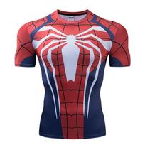 Superhero Spiderman Batman 3d Print Gym T-shirt For Men Stylish Fitness Tee Spiderman 2,L blue
