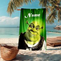 Custom Name Ultra-Soft Beach Towel with Shrek Theme,Ideal for Pool - Camping, Diving - Perfect Travel Essential, Vibrant Beach Towel. 70cmx140cm(27x55inch) yellow