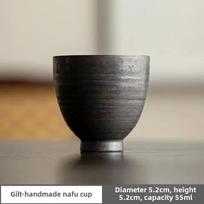 Rankų darbo paauksuotos glazūros keraminis arbatos puodelis - Amatininko kiaušinio lukšto porcelianas Japoniškas Zen arbatos servizas Elegantiška KungFu arbatos reikmenys namams ar dovanai 51-100ml gray