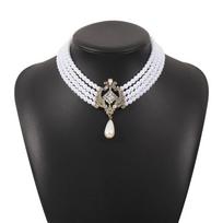 Rhinestone Four-layer Necklace Neckchain Pearl Collar Choker Cute   Birthday Gift balta