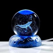 Ornalrist 2,36 colio 3D saulės kamuoliukų erdvės LED apšvietimo pagrindas, stiklinė sfera miniatiūrinė saulės sistemos planetos gimtadienio dovana, tinka Whale Crystal Ball blue