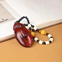 African Rosewood Pixiu Wealth Pendant: Dragon Turtle & Gourd Car Ornament Default brown