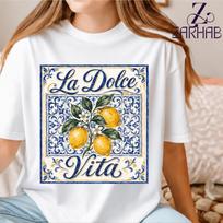 La Dolce Vita Tee – Lemon Italian Summer Vacation T-Shirt, Italy Lover Gift, Citrus Vacation Graphic Tee S gray