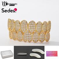 Tikro 14K auksu dengti variniai cirkonio grillz – Helovino hiphopas, perdėti repo deimantiniai dantų papuošalai Lower Teeth beige