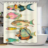 Vibrant Underwater World Shower Curtain Designs On Printed Fabric Decorate Your Bath With This Eye-Catching Splash W60H190(CM)-1 Pcs beige