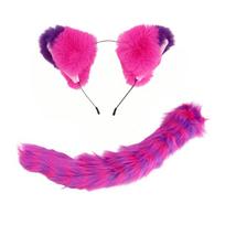 Tekstūruotas gyvūno personažo aksesuaras su kontrastingais pliušiniais elementais Helovino kostiumų vakarėliams, kūrybingoms nuotraukoms ir pasirodymams pink
