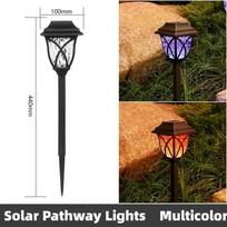 LED saulės takelio šviestuvai, vandeniui atsparūs lauko saulės šviestuvai sodui/kraštovaizdžiui/kiemui/terasai/privažiavimui/takeliui apšviesti Colorful-2Pcs beige