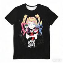 Children's Harajuku-style Harley Quinn Crown Bubble Gum Print Clown Everyday Breathable T-shirt 140 gray