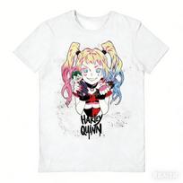 Children's Harajuku-style Harley Quinn Crown Bubble Gum Print Clown Everyday Breathable T-shirt 120 white