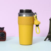 New Travel Coffee Tumbler Thermos Mug Easy Carry Steel Double Wall Tea Coffee Vacuum Flask 550ml 501-600ml geltona
