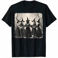 Girls Will Be Girls Witches Vintage Gothic Aesthetic Graphic Black T-Shirt Tee 120 gray