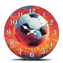 Vibrant Soccer Ball Splash Art Round Wall Clock, Sporty Decorative Timepiece for Game Room, Dynamic Sports-Themed Wall Art 14 inch gray