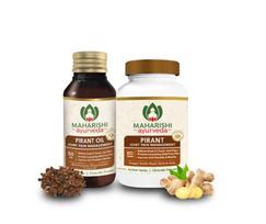 Maharishi Ayurveda sąnarių skausmą malšinantis Pirant tablečių ir Pirant aliejaus derinys, maisto papildas sąnarių skausmui malšinti, 60 tablečių ir 50 ml aliejaus