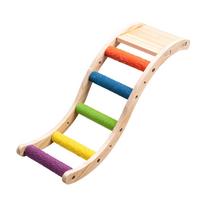 Pet Parrot Ladder Parrots Bird Paw Grinding Bird Play Stand Wood Perch Playground Ladder with Non-slip Quartz-Sand 1 beige