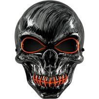 LED Light Up Skull Mask Halloween Costume Accessory Glowing Skeleton Face Cover with Mouth Stitch Design for Party and Event Use One Size black