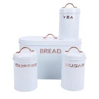 4PCS Bread Box and Canister Set Food Grade Iron Coffee Tea Sugar Storage Container Metal Bread Box Set for Kitchen balta