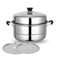 Zhaoran 3-Tier Thickened Stainless Steel Steamer Pot, 28CM gray