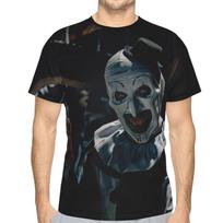 Terrifier 3 marškinėliai Siaubo filmų festivalio atributika Juodi marškinėliai Moterims Vyrams Apvalus kaklas Trumpomis rankovėmis Streetwear 3D drabužiai Poliesterio pluoštas 5XL gray