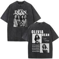 Olivia Dean Meilės Meno Turas 2026 Grafinis Vintage Išplautas Marškinėlis Unisex Unisex Mados Marškinėliai L Laisvi Atsipalaidavę Per dydį Marškinėliai Viršutiniai drabužiai M gray