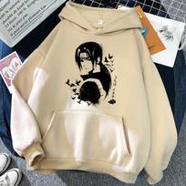 2025 Užsienio prekyba Nauja japoniškų komiksų serija Naruto Aksesuarai Mada Harajuku Spausdintas Vyriškas ir Moteriškas Džemperis su Gobtuvu 3XL beige