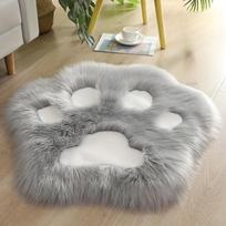 1pc Cute Cat Paw Design Carpet Soft Long Plush Decorative Floor Mat For Living Room Bedroom Home Decor Valentine's Day 60x60cm pilka spalva