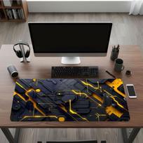 AntiSlip Desk Mat Black And Yellow Technology Circuit Design Mouse Pad Modern Technology Style 800x300x2mm black