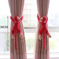 Cute Monkey Cartoon Curtain Tiebacks Holders Clip Pair Decorative Window Drapes Accessories Type 2 red