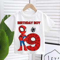 Marvel SpiderMan 8th Birthday Boy TShirt Kids Spidey Birthday Party Tee Superhero Print Casual Short Sleeve Cotton Top Gift 160 red