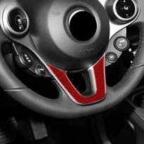 Real Carbon Fiber Car Steering Wheel Cover Trim For Mercedes Smart 453 Fortwo Forfour 2016-2024 Interior Decoration Accessories Red gray