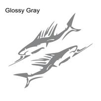 2PCS Fierce Shark Car Side Skirt Stickers Self-Adhesive Car Stripe Shark Pattern Vinyl Decals Auto Body Decoration Accessories gray