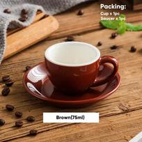 1 rinkinys 75 ml spalvoto keramikos kavos puodelio rinkinys Espresso puodeliai Porcelianinis popietės arbatos puodelis Pusryčių pieno puodelis Mieli keramikos puodeliai Gėrimų indai 75ml ruda