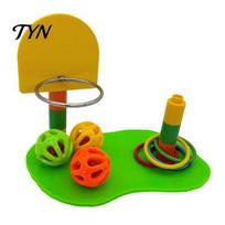 Bird Training Supplies Parrot Basketball Hoop Toy, Interactive Toss Ring Game, Safe Play Accessories Agility Enrichment Toy for Parakeets Cockatiels 1 Set green