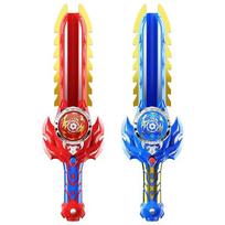 New 1/2Pcs Gyro Sword Launcher Led Spinning Top Toy Kid Hand Cranked Color Luminous Spinning Toys For Boys Girls Children Gifts blue