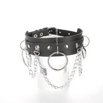 Custom PU Leather Choker Necklace with O-Ring for Punk Street Style raudona