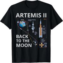 Artemis II Space Mission 2026 SLS Rocket Launch to The Moon T- Shirt L gray