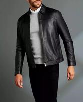 100% Natūrali Rankų Darbo Avikailio Oda Juoda Biker Stiliaus Striukė Elegantiška Nauja Vyriška Striukė XL juoda