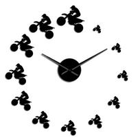 Dirt Bike Riders DIY Giant Wall Clock Extreme Sports Aerial Dirt Bike Frameless Large Wall Clock Mountain Bike Motorcycle Clock (Black,27 Inch) juoda