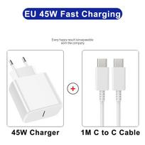 Samsung 45W greitam įkrovikliui Samsung Galaxy S25 S23 S22 S24 Ultra Plus A54 A35 A55 5G USB Type C įkroviklis Greito įkrovimo laidas EU 45W White 2 IN 1