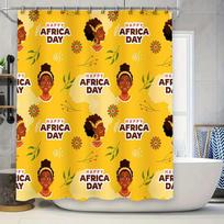 AFRICA DAY Shower Curtain Vibrant Yellow Fabric with African Woman Pattern Decorative Bath Liner for Home Decoration (180x180cm) 90x180cm brown