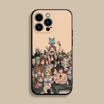 Anime Fairy Tail Komiksų telefono dėklas, skirtas iPhone 17,16,15,14,13,12,Pro,Max,Plus,E,SE4,Air,Mini, Juodas minkštas dėklas iPhone15 beige