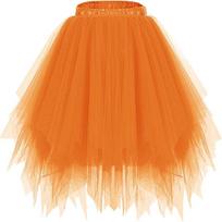 Mesh Princess Tutu Skirt for Kids - Puffy Ballet Dance Costume Skirt 130 cm orange