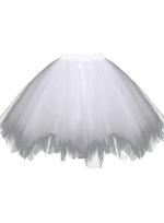 Mesh Princess Tutu Skirt for Kids - Puffy Ballet Dance Costume Skirt 150 cm balta