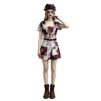 Helovino siaubo trileris vampyro zombio slaugytojos uniforma cosplay kruvina tarnaitės suknelė pasirodymo kostiumas M gray