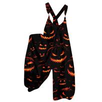 Women Summer Overalls Halloween Print Vintage Jumpsuit Non Adjustable Straps Loose Fit Casual One Piece Romper L black